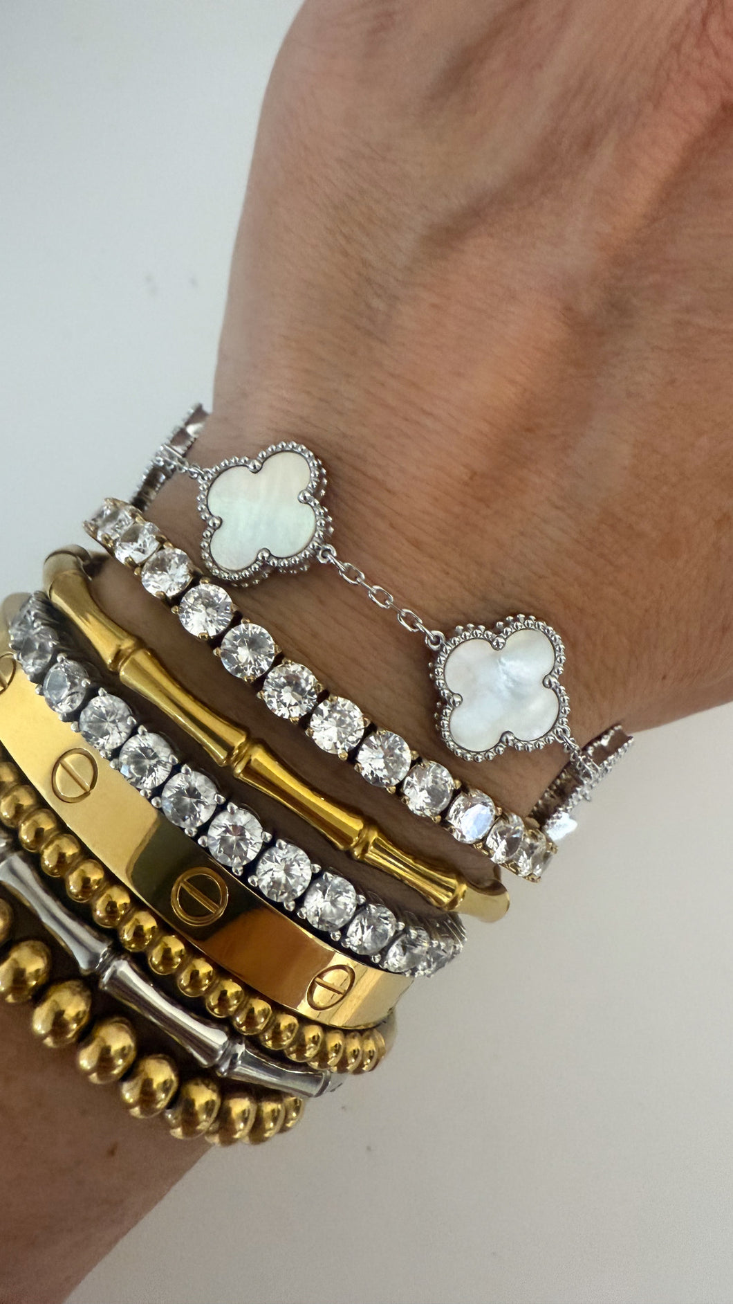 The Large Silver & Pearl Dainty Bracelet