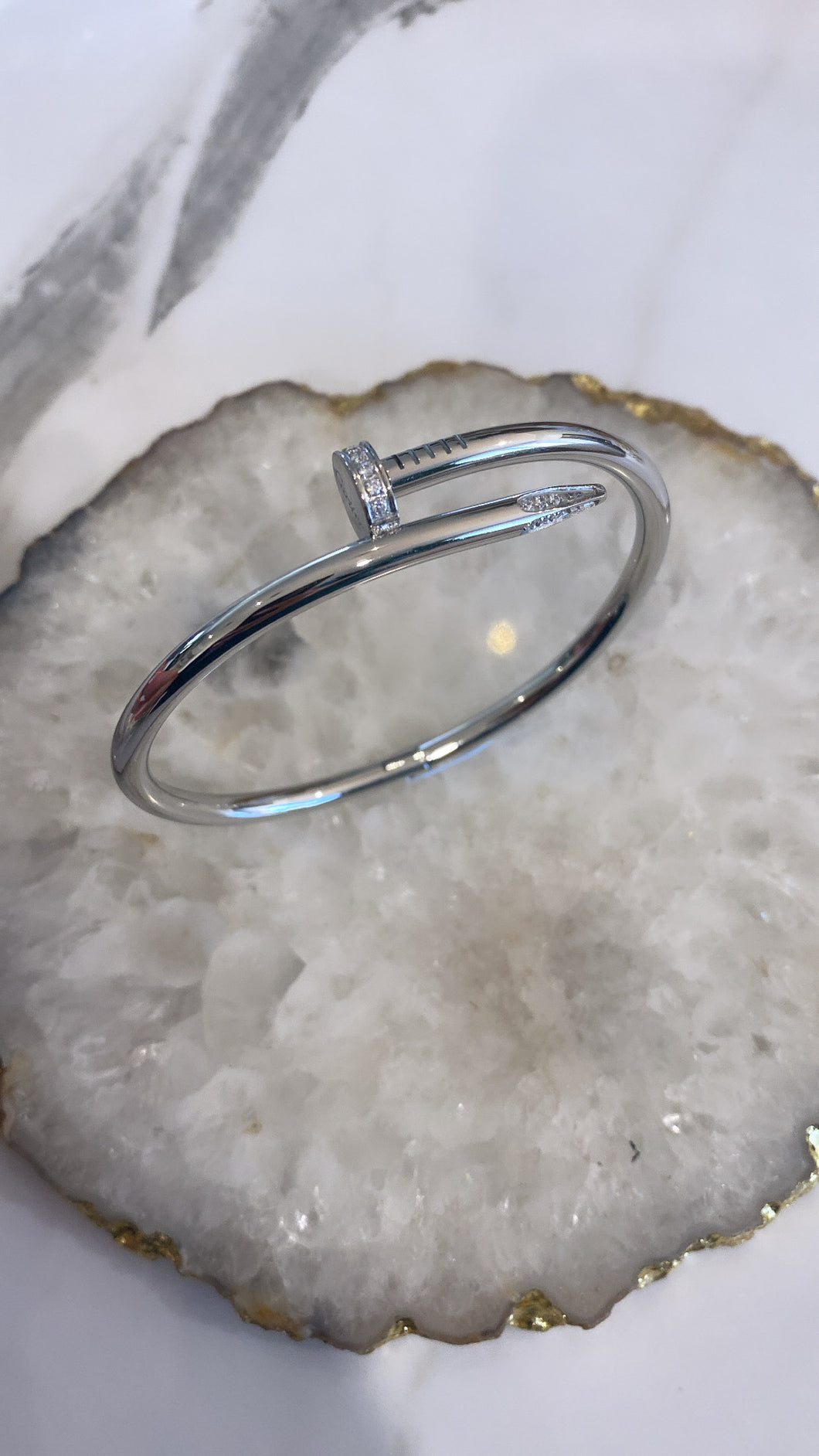 The diamond silver nail bracelet